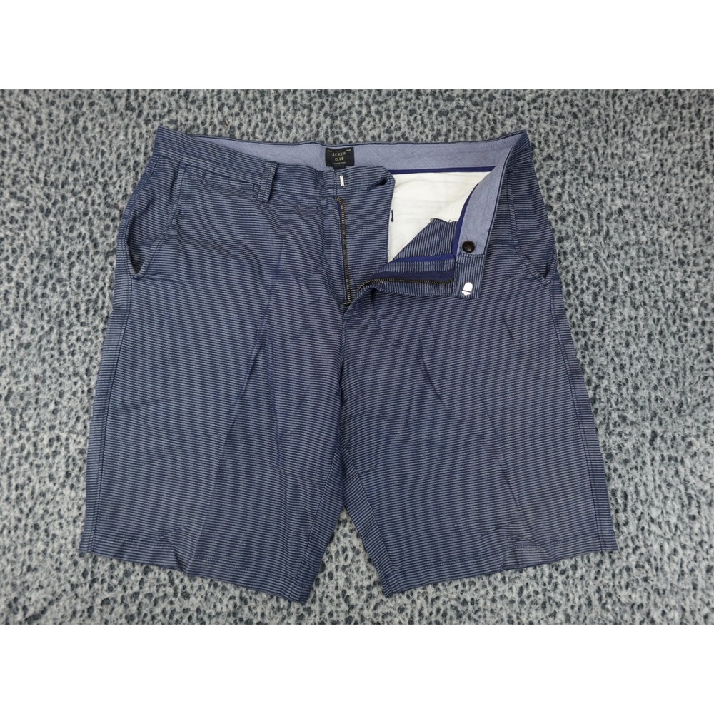 J.Crew Club Shorts Mens 34 Blue Micro Stripe Baird McNutt Irish Linen Cotton